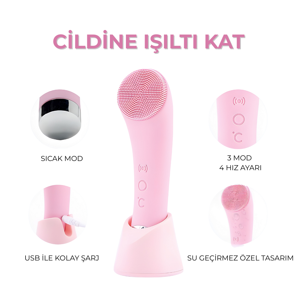 Suya Dayanıklı Elektrikli Yüz Temizleme ve Makyaj Arındırma Cihazı